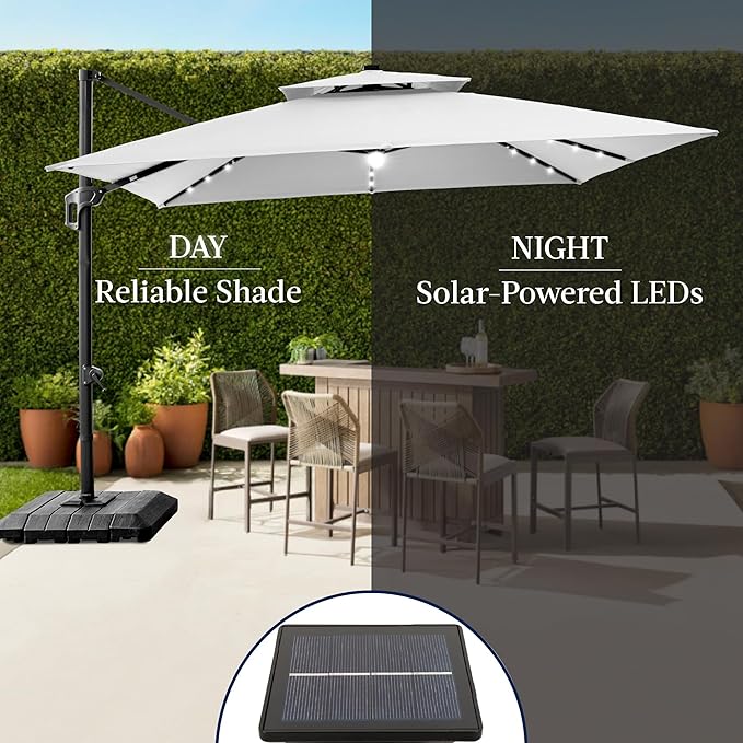 Best Choice Products 9x12ft LED Cantilever Patio Umbrella w/Base Included & - Image 6