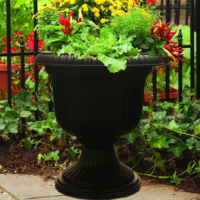 Southern Patio Large 14 Inch Outdoor Garden Lightweight Utopian Urn Planter - Image 7