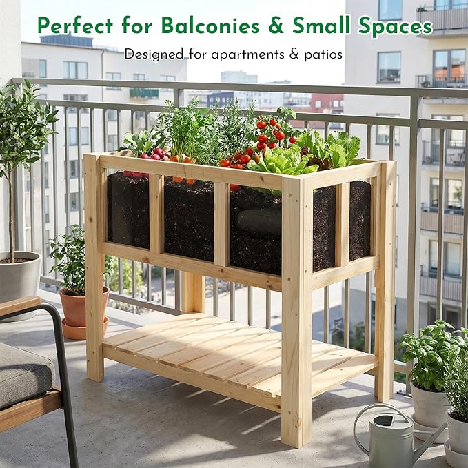 Raised Garden Bed with Transparent Acrylic Side Panels, Elevated Wooden Planter - Image 2