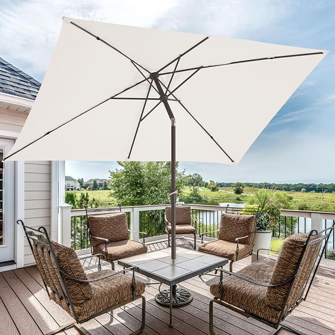 JEAREY 6.5x10 ft Rectangular Patio Umbrellas Rectangle Outdoor Umbrella - Image 6