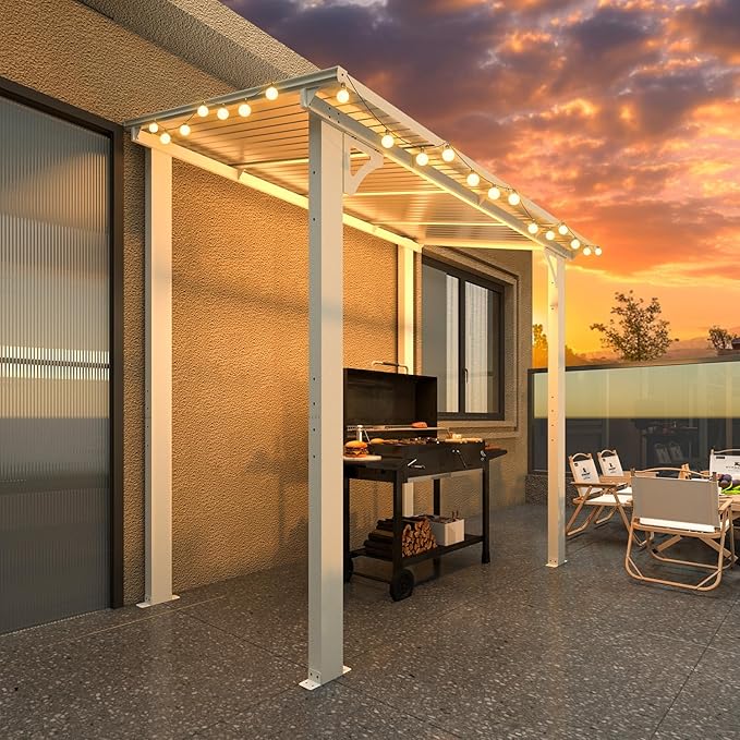 AECOJOY 8' x 5' White Gazebo Outdoor Pergola - Image 3
