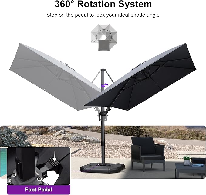 PURPLE LEAF 8.2' X 11.5' Left-right Tilting Patio Umbrella Outdoor Cantilever - Image 7