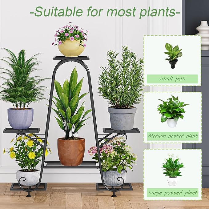 Plant Stand Indoor Outdoor Shelf Metal Holder Pot Rack Multiple Plants Stand - Image 5