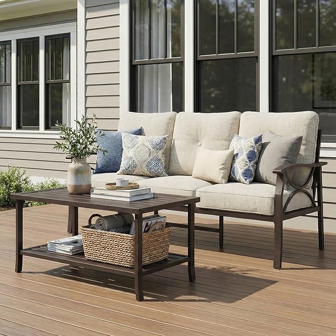 RoyalCraft 3 Seats Outdoor Patio Furniture Set, Outdoor Metal Sectional - Image 7