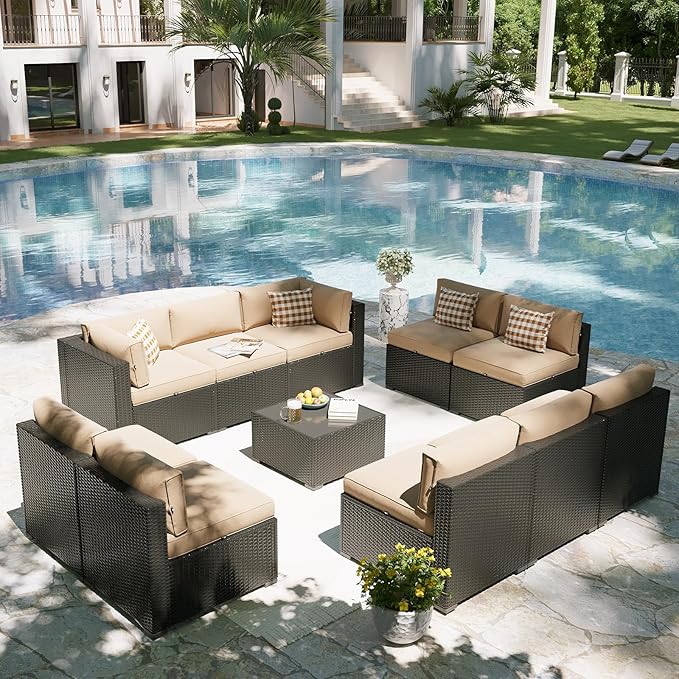 Aoxun Patio Furniture Set, 11 Piece Outdoor Sectional Sofas - Image 6