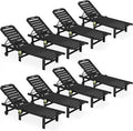 SERWALL Outdoor Chaise Lounge Set of 8, HDPE Pool Lounge Chairs by SERWALL