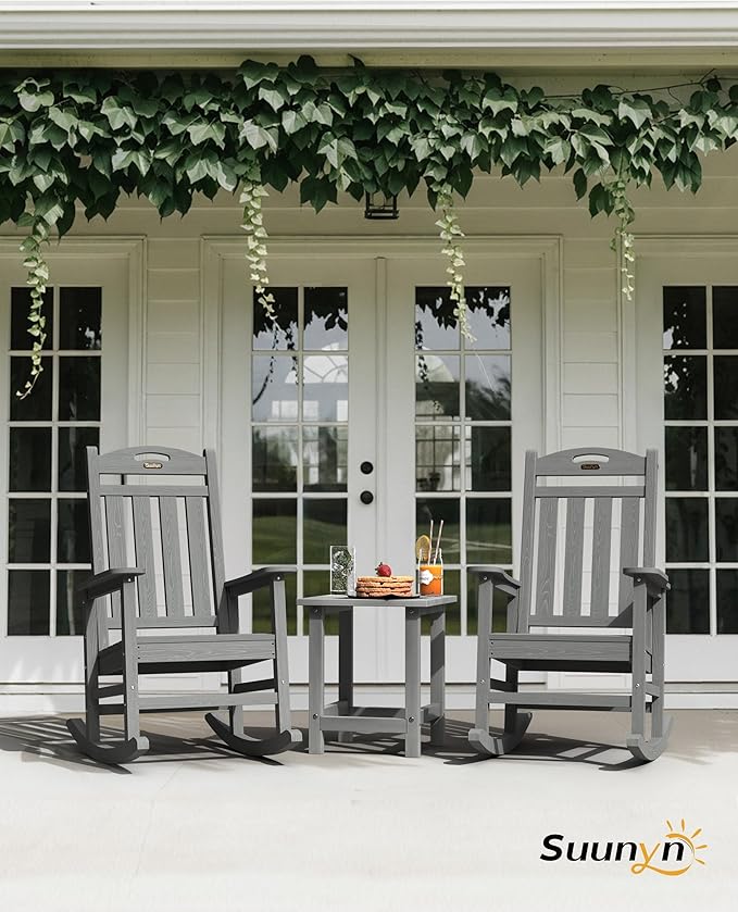 Oversized Outdoor Rocking Chair Set of 4, High Back Porch Rocker Chair - Image 2