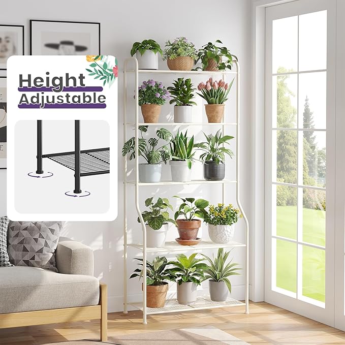 5-Tier Corner Plant Stand, Metal Black Flower Pot Rack, Indoor Outdoor Heavy - Image 8