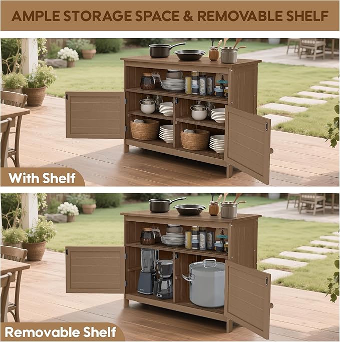 HIPS All-Weather Outdoor Storage Cabinet, Outdoor Sideboard - Image 5