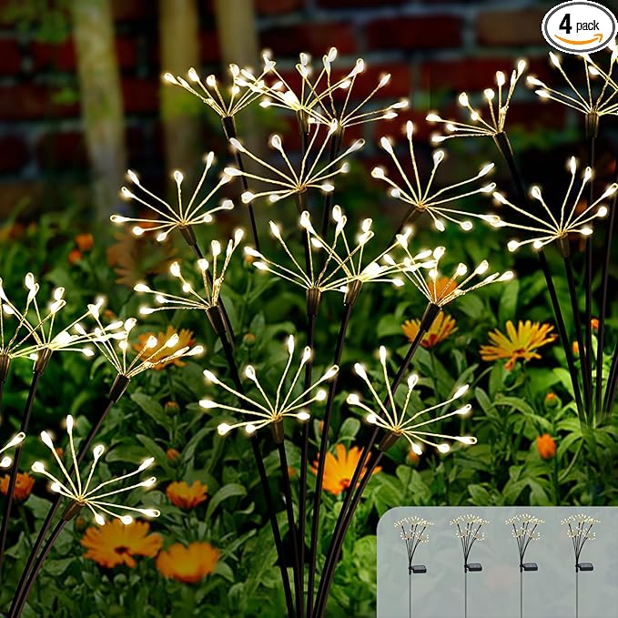 Kwaiffeo Solar Garden Light 4 Pack Outdoor Waterproof Firework Lights by Kwaiffeo
