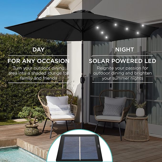 Best Choice Products 10ft Solar Polyester LED Lighted Patio Umbrella w/Tilt - Image 3