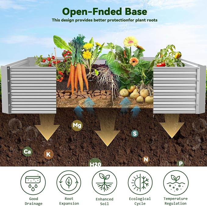 3 Pack Raised Beds for Gardening, Corrugated Galvanized Steel Raised Garden Bed - Image 5