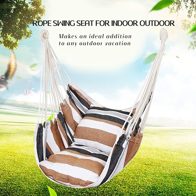 Hommtina Hammock Chair Hanging Rope Swing, Max 300 Lbs Hanging Chair - Image 3