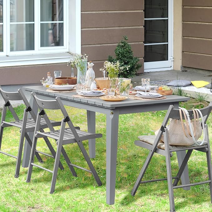 VINGLI Rectangular Outdoor Dining Table, Solid Cedar Wood Patio Table - Image 7