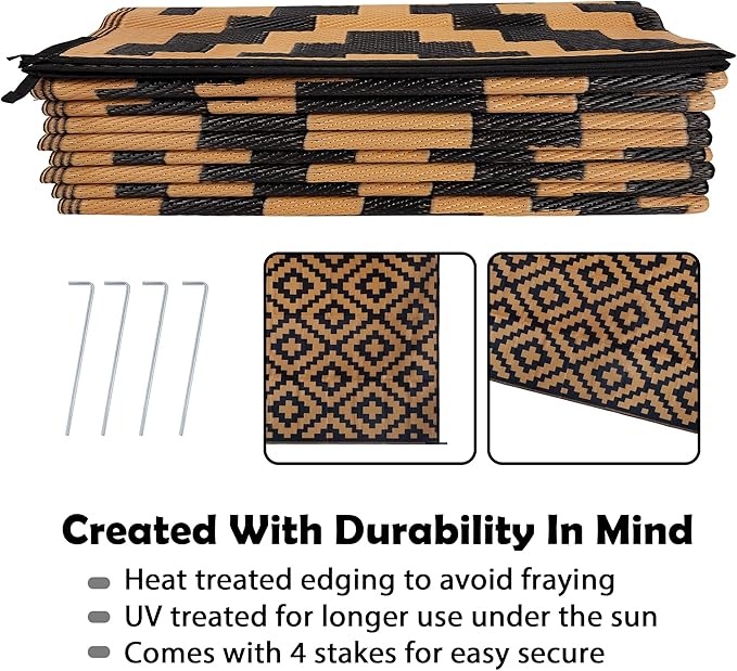 SAND MINE Reversible Mats, Plastic Straw Rug, Modern Area Rug, Large Floor Mat - Image 4