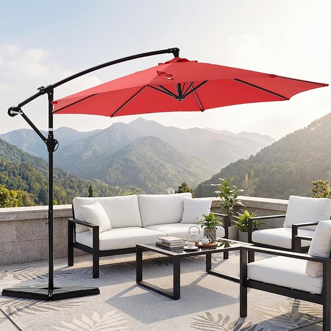 OLIXIS Offset Patio Umbrella, 9.7FT Cantilever Table Umbrellas - Image 7