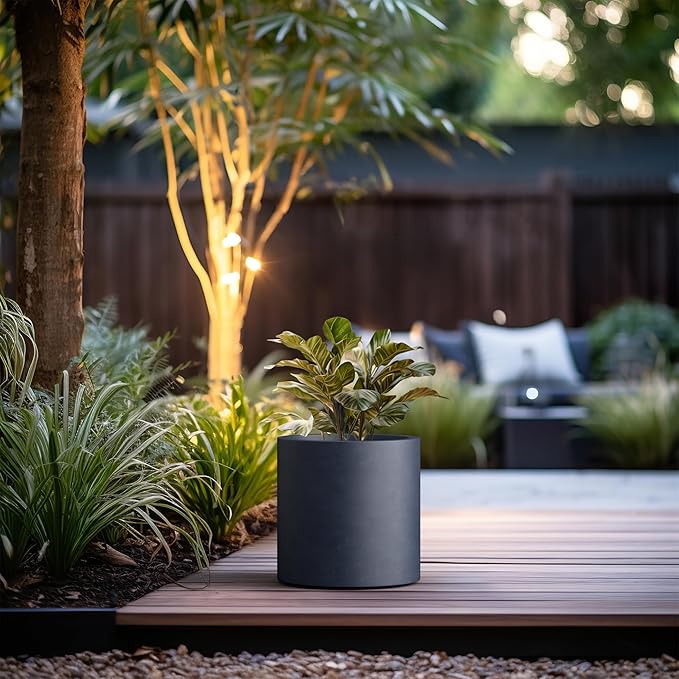 Kante 12.6" Dia Round Concrete Planter, Modern Style Large Cylindrical Plant Pot - Image 4