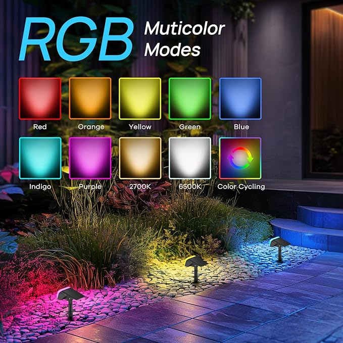 Consciot Solar Spot Lights Outdoor, 30 LEDs Waterproof Color Changing Solar - Image 4