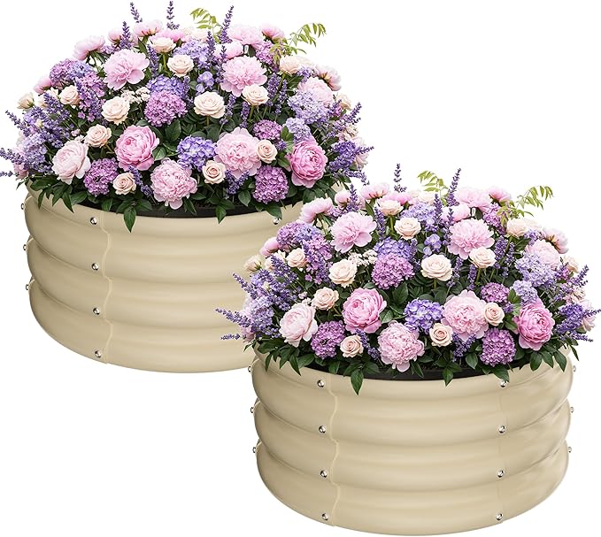 ZXZYHFTY Round Galvanized Raised Garden Bed kit, Round Large Metal Raised by ZXZYHFTY