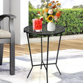25" Height Side Table, 18inch Round Metal Outdoor Patio Bistro Table, Weather by Plant+Castle