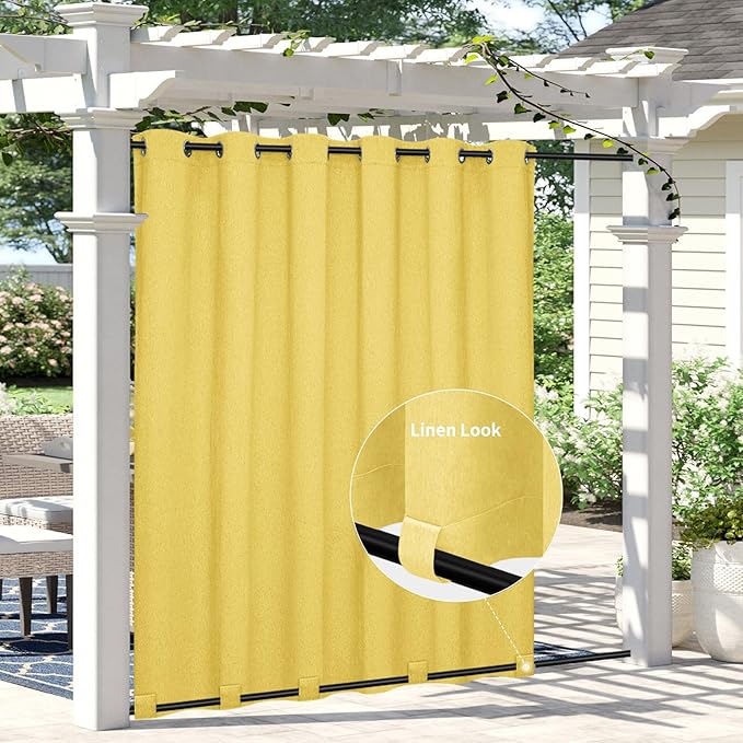 Easy-Going Linen Look Outdoor Curtains Waterproof Windproof Porch Curtains by Easy-Going