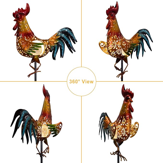 Tryme Rooster Solar Lights Outdoor Decorative Garden Statue Gifts - Image 6