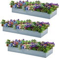 3 Pack 6x3x1FT Galvanized Raised Garden Beds Kit Outdoor Metal Gardening by Meberam