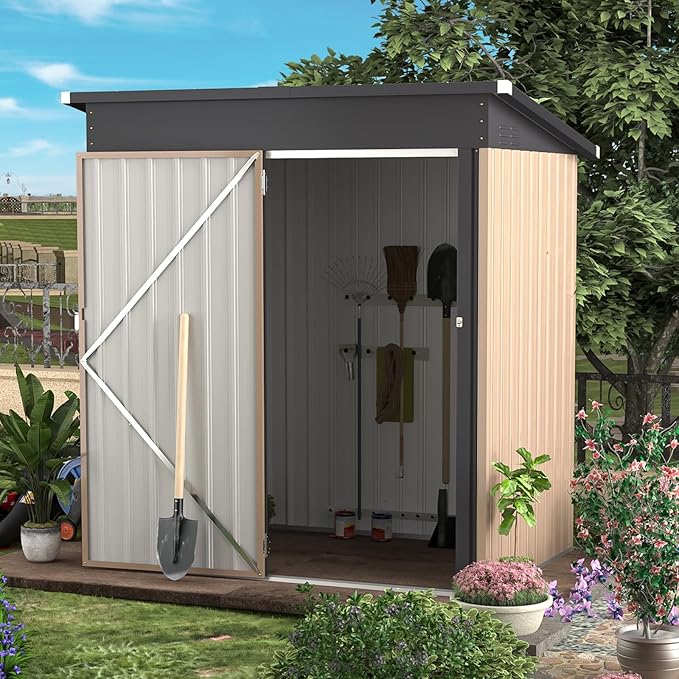 AECOJOY 5' x 3' Outdoor Storage Shed, Small Metal Shed - Image 2