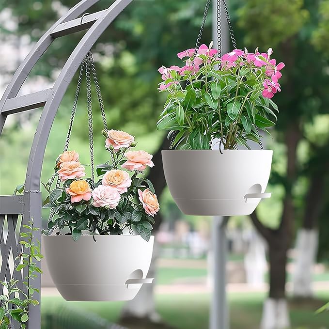 Set of 3-10 Inch Self Watering Hanging Planters - Image 7