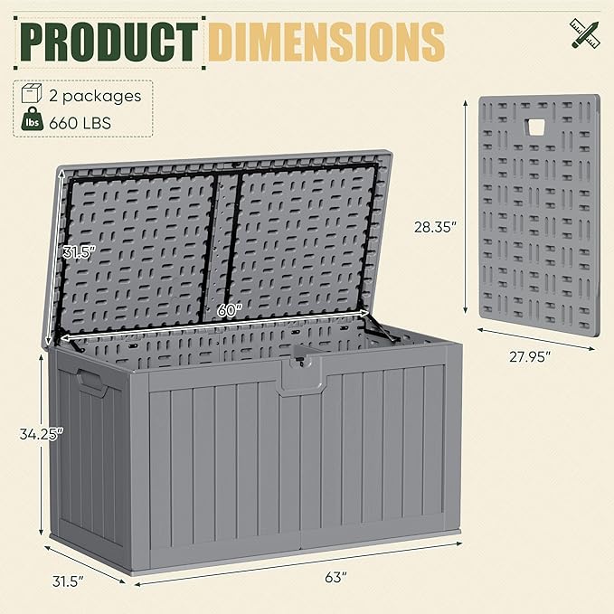 JUMMICO 250 Gallon Outdoor Resin Deck Box - Image 5