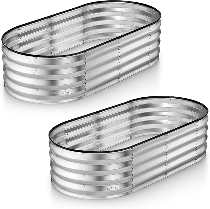 Plant & Plot Galvanized Raised Garden Beds Outdoor // 4×2×1 ft Planter Raised by PlantPlot