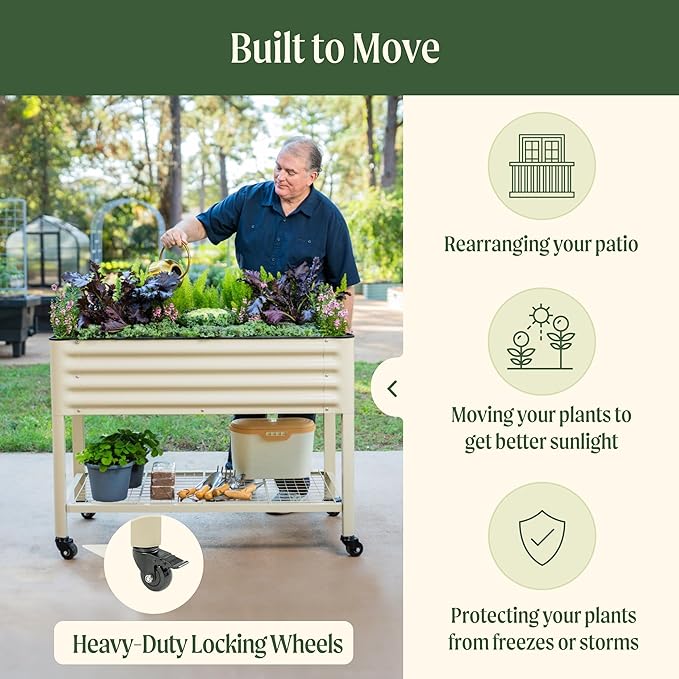 Rolling Elevated Raised Garden Bed-V Series, 1000 Lbs Weight Capacity, Outdoor - Image 4