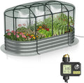 Raised Garden Bed with Sprinkler Timer and Self-Watering System, Galvanized by Lineware
