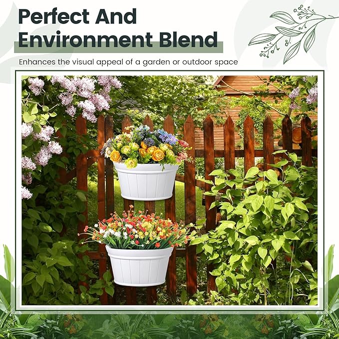Layhit 6 Pcs Wall Hanging Planters Outdoor Pot Planter Wine Barrel Planter - Image 5