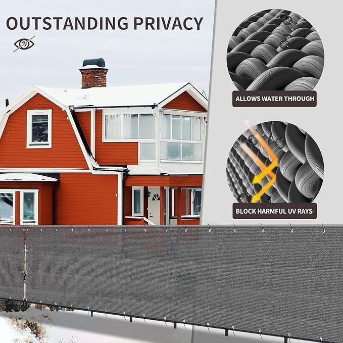 LOVE STORY Custom Size 3'x23' Dark Grey Balcony Privacy Screen, UV Block - Image 4