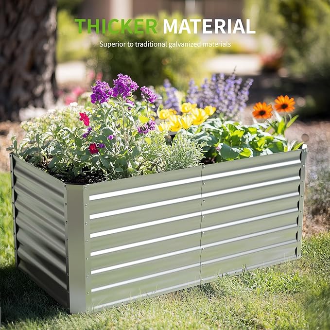 4X2X2ft Galvanized Raised Garden Bed, Outdoor Planter Box Metal Patio Kit - Image 5