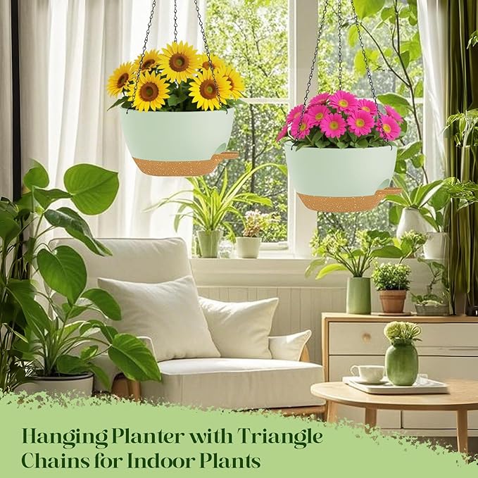 2 Pack 10 Inch Self Watering Hanging Planters - Image 2
