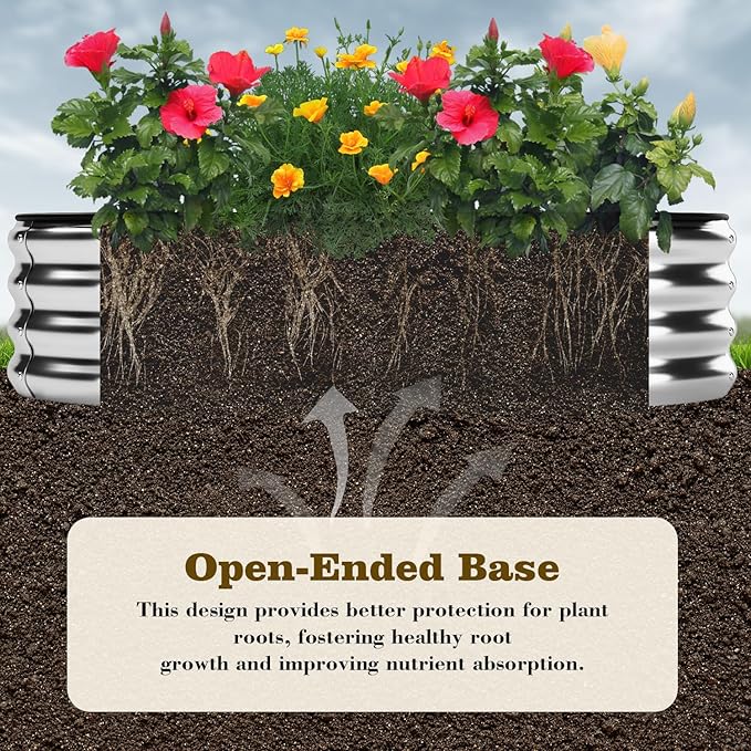 Galvanized Metal Planter Round Raised Garden Bed Kit - Image 4