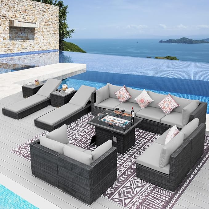 NICESOUL 13 Piece Outdoor Wicker Patio Furniture by NICESOUL