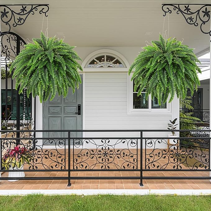 Single Silky Artificial Boston Fern Bush, 49Inch Large Artificial Ferns - Image 5