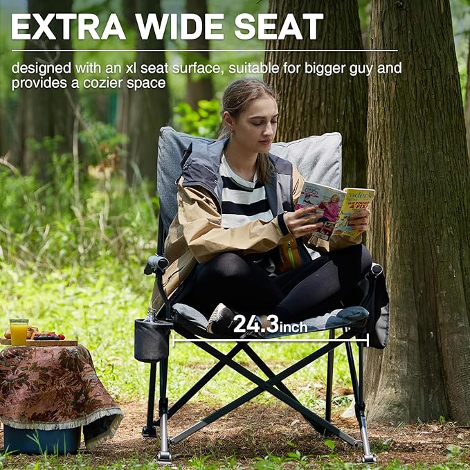 EVER ADVANCED Padded Oversized Folding Camping Chair - Image 5