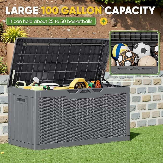 Greesum Outdoor Storage Box 100 Gallon Storage Bin - Image 4
