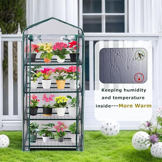 Mini Greenhouse for Indoor Outdoor, Plant Green House 4-Tier Rack Stand - Image 6