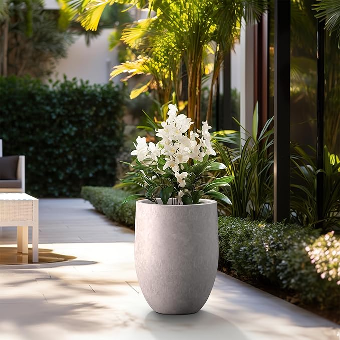 Kante Tall Concrete Planter, 21.7-Inch Height Light Gray Large Indoor Outdoor - Image 3