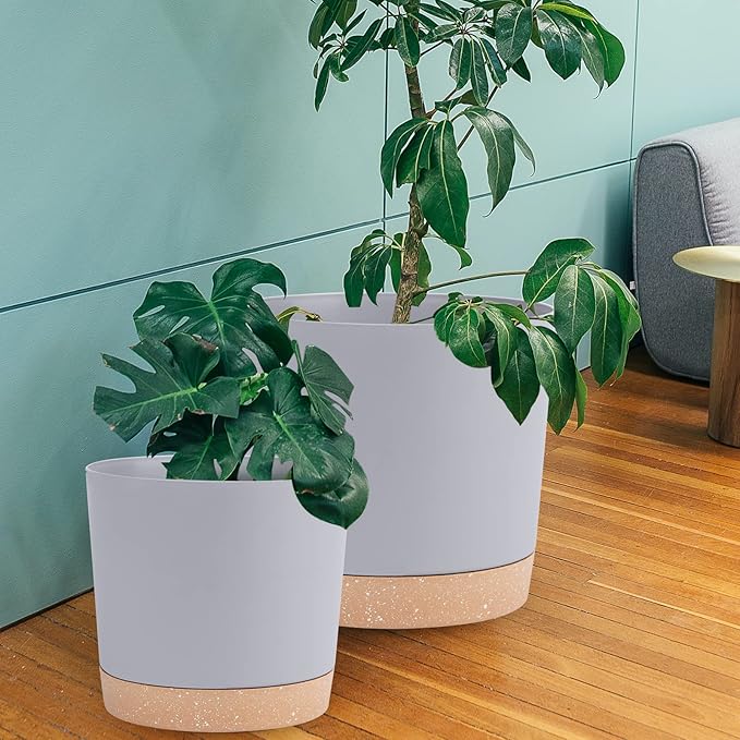 QCQHDU 12 inch Plant Pot, 2 Pack Planters - Image 5