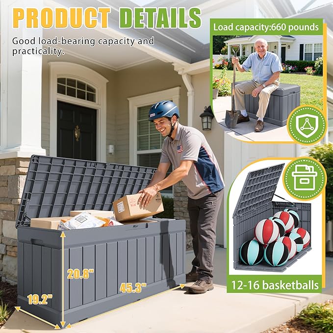 Greesum Outdoor Storage Box 82 Gallon Storage Bin - Image 6