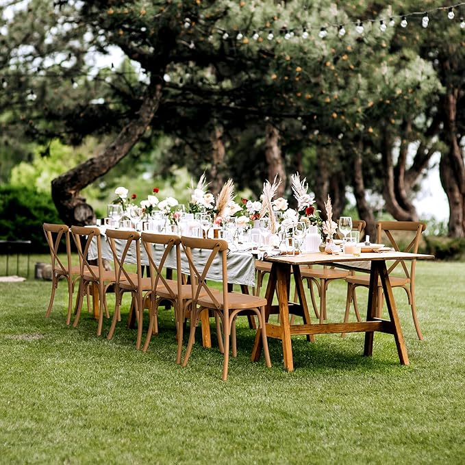 VINGLI Plastic Outdoor Dining Chairs Set of 6, Stackable Patio Farmhouse Brown - Image 2