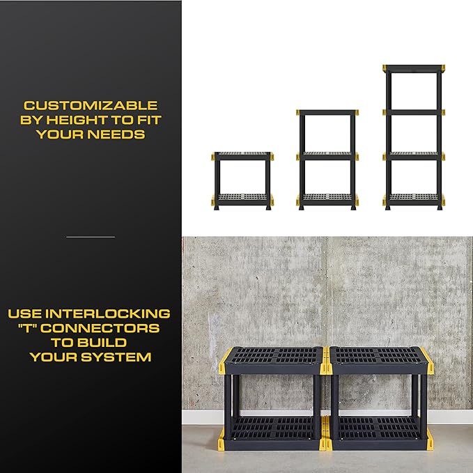 BLACK & YELLOW 4-Tier Heavy Duty Plastic Storage Shelves that Support up to - Image 7