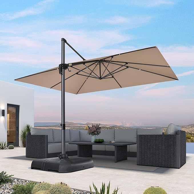 PURPLE LEAF 10' X 13' Patio Umbrella Outdoor Cantilever Rectangle Umbrella by PURPLELEAF