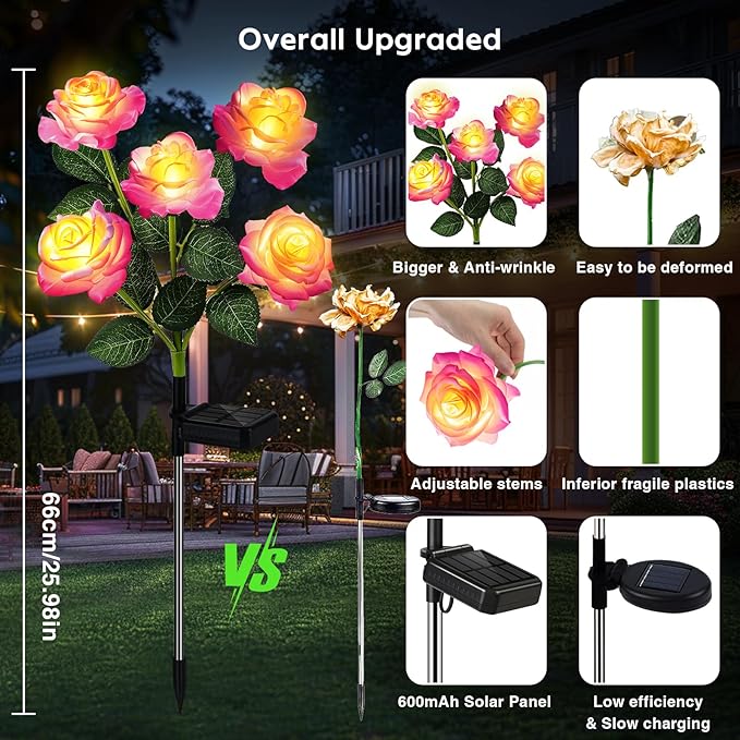 6-Pack Solar Flowers Outdoor Waterproof - Image 6